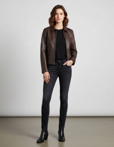 Women's Leather Bomber Jacket