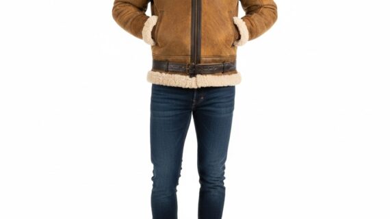 Men's Brown B3 Shearling Leather Bomber Jacket