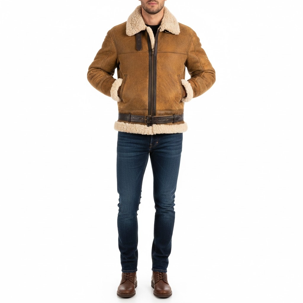 Men's Brown B3 Shearling Leather Bomber Jacket Men's Brown B3 Shearling Leather Bomber Jacket