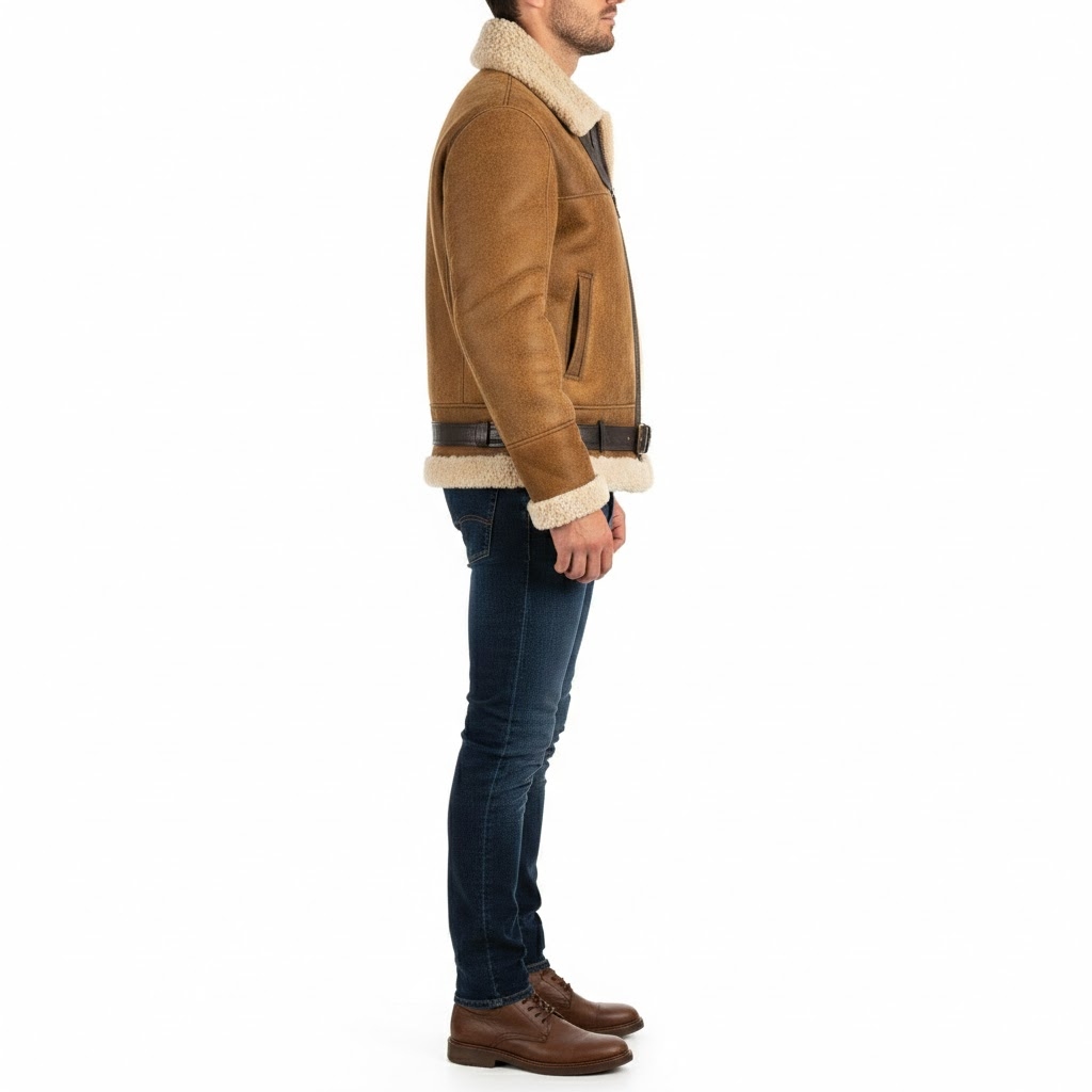 Men's Brown B3 Shearling Leather Bomber Jacket-jHlfwX8_P Men's Brown B3 Shearling Leather Bomber Jacket