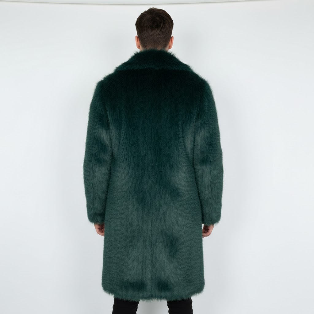 green men's faux fur coat green men's faux fur coat