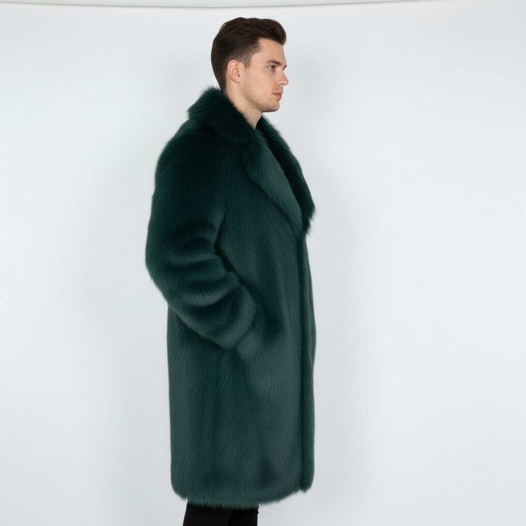 green men's faux fur coat green men's faux fur coat