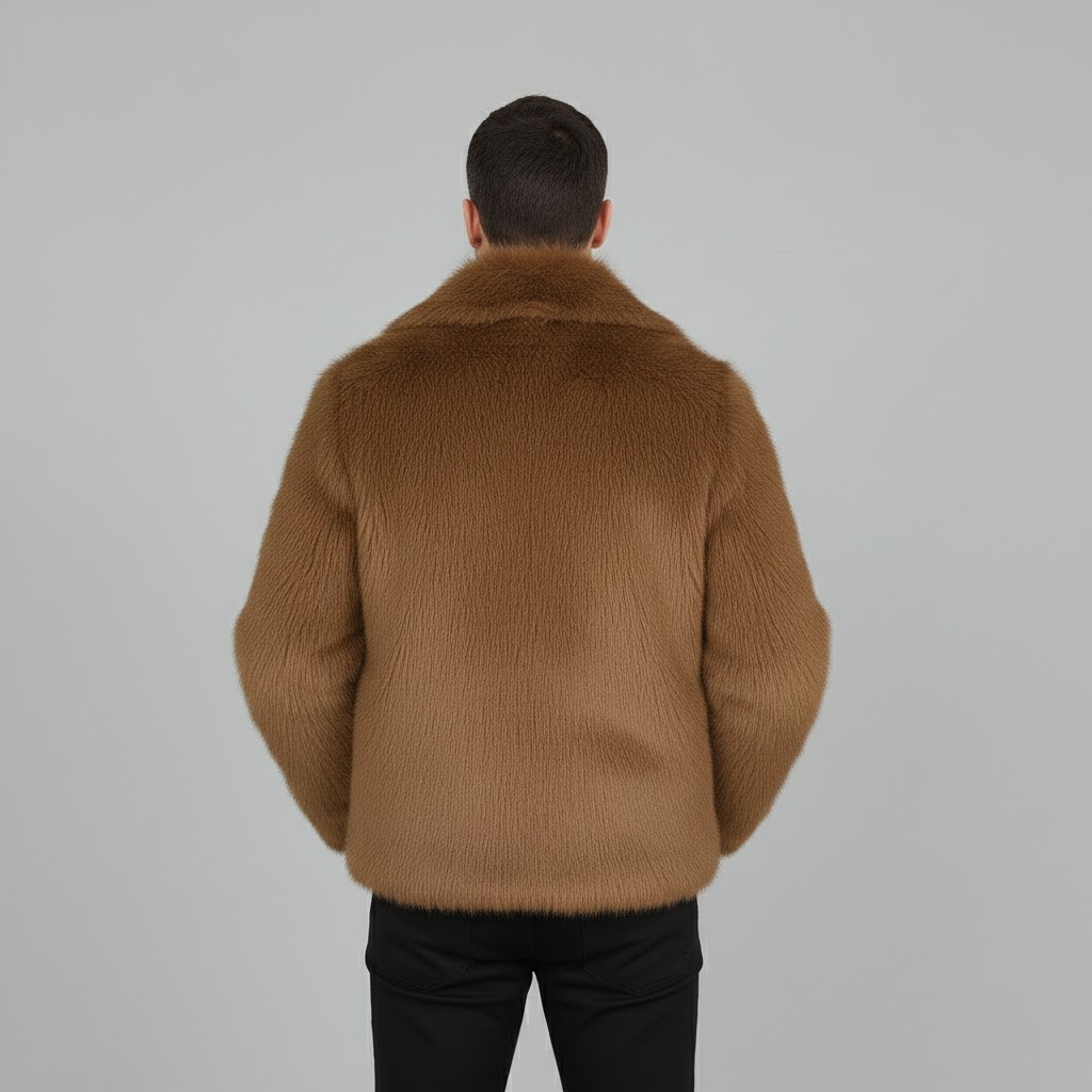 Men Camel Colour Fur Coat Men Camel Colour Fur Coat