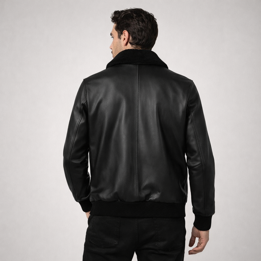 Men's Real Leather Bomber Jacket Men's Real Leather Bomber Jacket