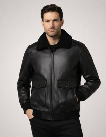 Men's Real Leather Bomber Jacket
