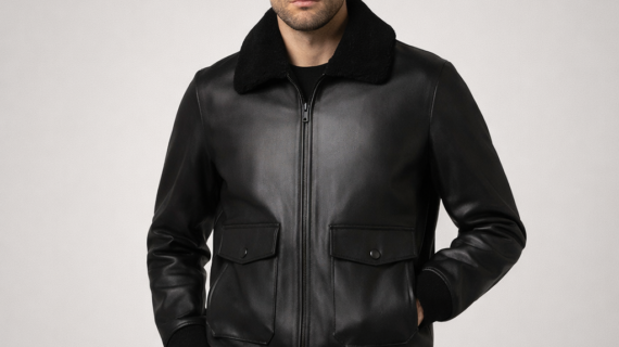 Men's Real Leather Bomber Jacket