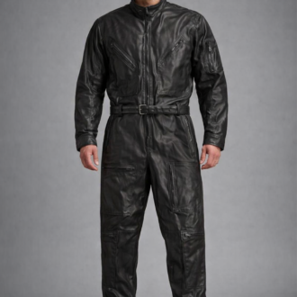 Men's Black Leather Catsuit