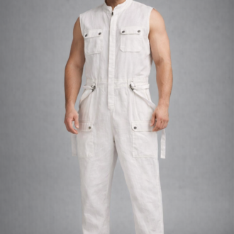 Men's sleeveless linen jumpsuit