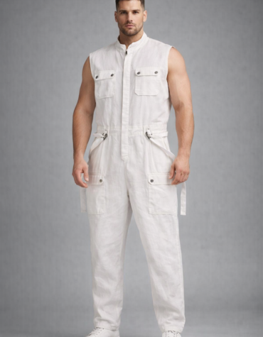 Men's sleeveless linen jumpsuit