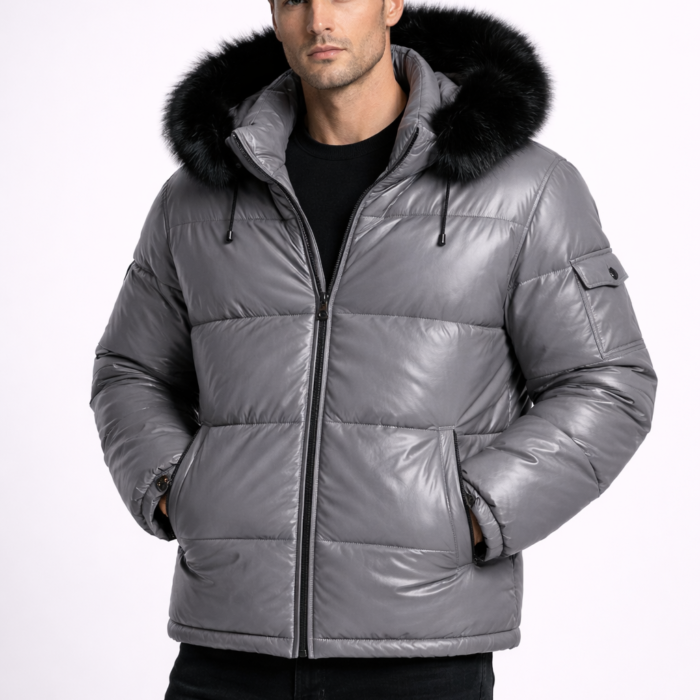 Men's Puffer Leather Jacket, Puffer Leather Jacket