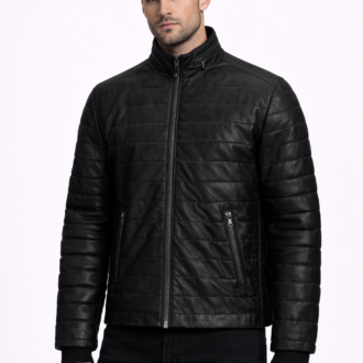 Men's Leather Jacket Black Riverside