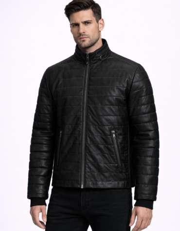 Men's Leather Jacket Black Riverside