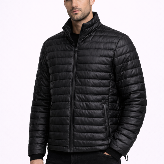 Men's black quilted puffer jacket