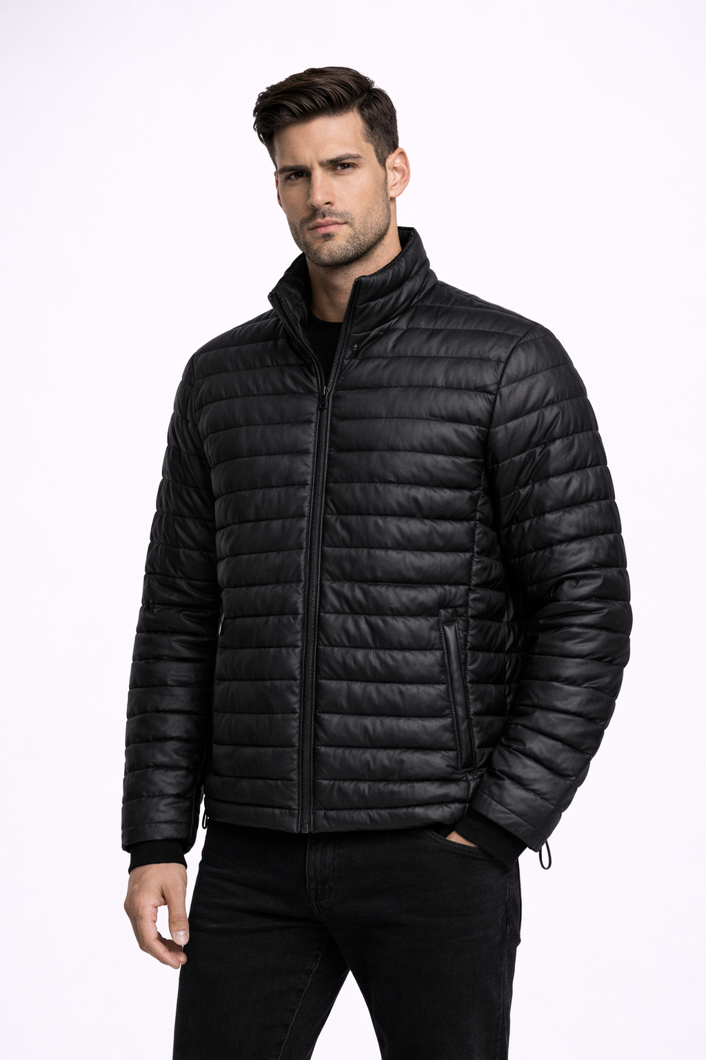 Men's black quilted puffer jacket Men's black quilted puffer jacket