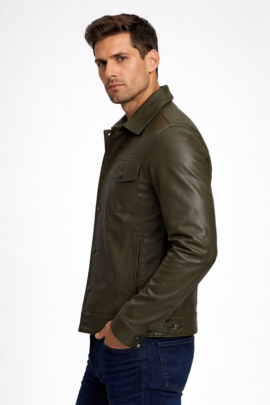 Men's Olive Green Leather Jacket Men's Olive Green Leather Jacket