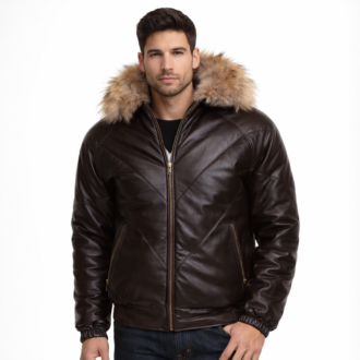V-Bomber jacket in brown for men