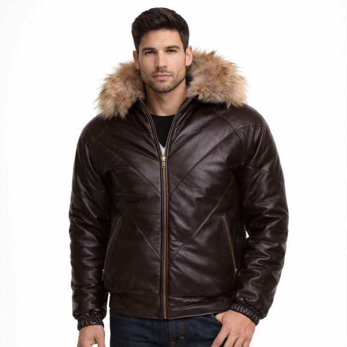 V-Bomber jacket in brown for men
