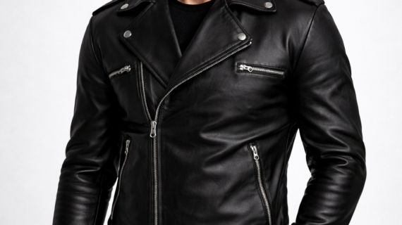 Men's Black Leather Moto Jacket