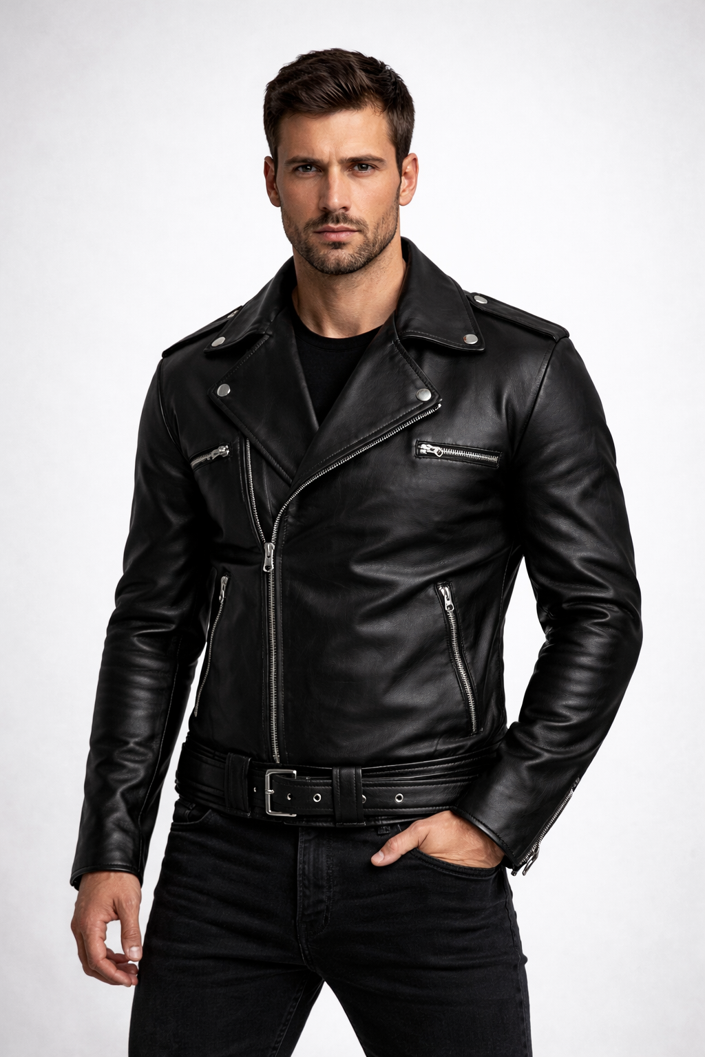 Men's Black Leather Moto Jacket Men's Black Leather Moto Jacket