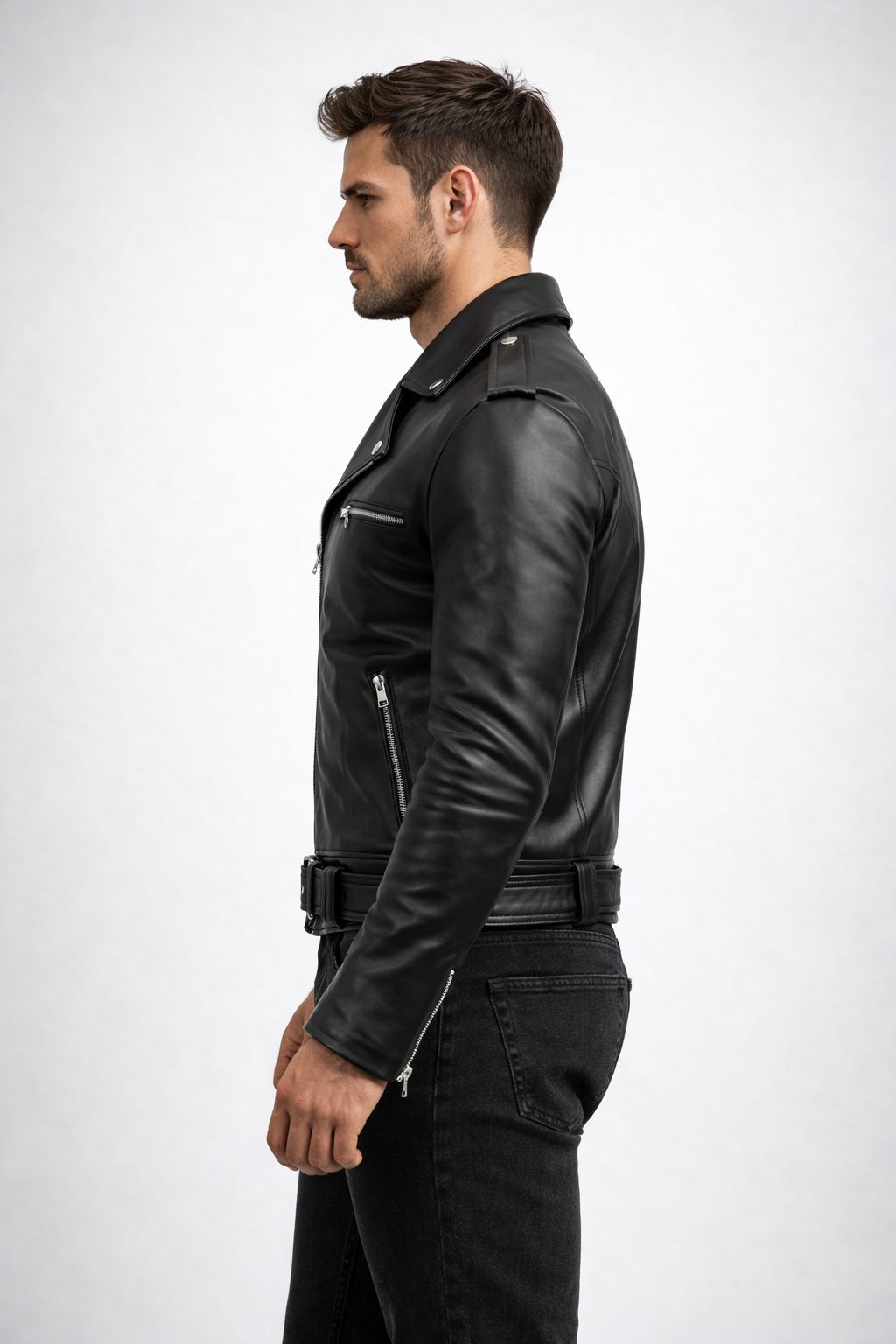 Men's Black Leather Moto Jacket Men's Black Leather Moto Jacket