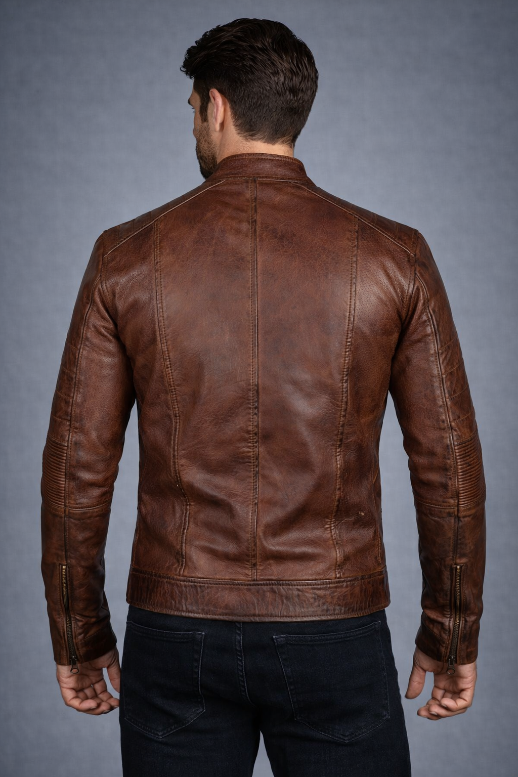 Brown Distressed Leather Motorcycle Jacket | Classic Style Brown Distressed Leather Motorcycle Jacket | Classic Style