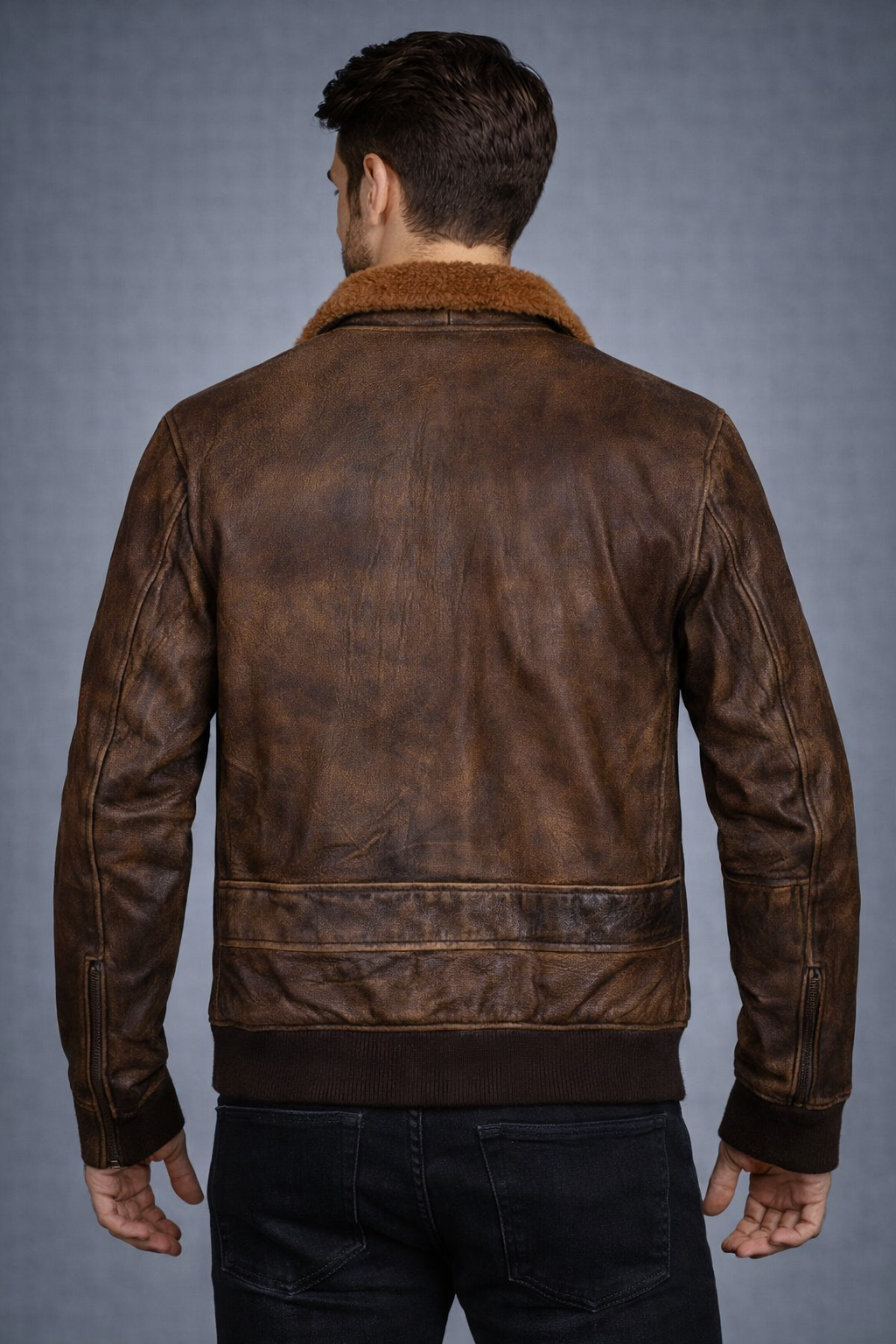 Distressed Vintage Brown Leather Bomber Distressed Vintage Brown Leather Bomber