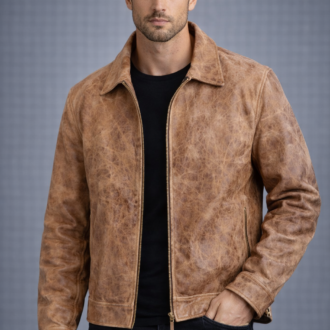 Men Brown Vintage Distressed Real Leather Jacket