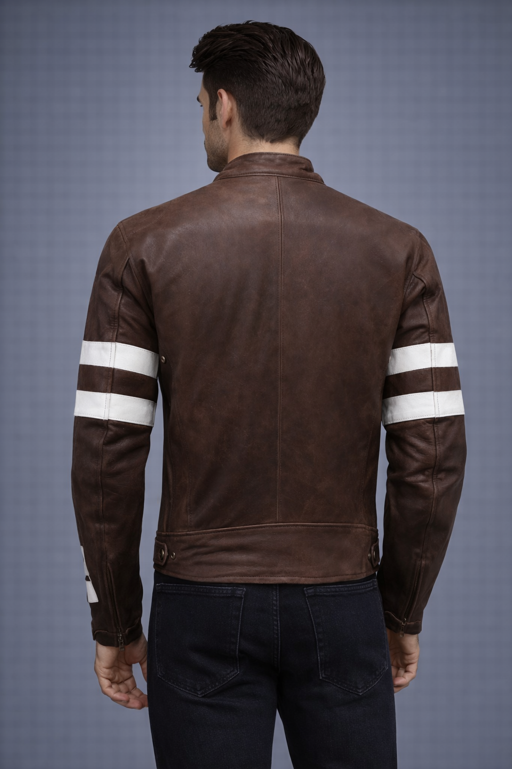 Genuine Lambskin Brown Cafe Racer Biker Jacket Genuine Lambskin Brown Cafe Racer Biker Jacket