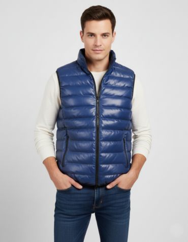 Men's Leather Puffer Vest
