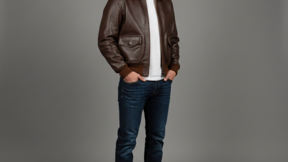 Men's Brown Bomber Leather Jacket