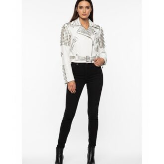 Women's Studded Motorcycle Leather Jacket