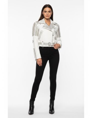 Women's Studded Motorcycle Leather Jacket