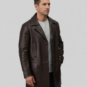 Brown Leather Trench Coat