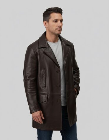 Brown Leather Trench Coat
