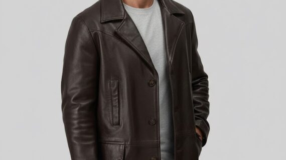 Brown Leather Trench Coat | Classic Long Leather Coat