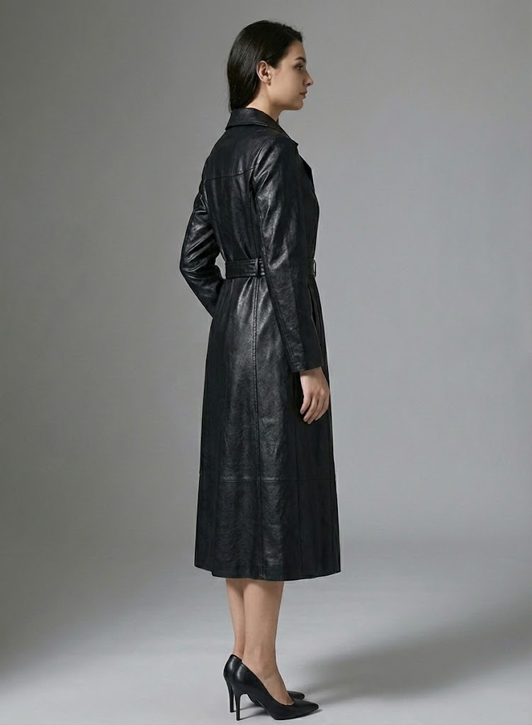 Black leather trench coat for women Black leather trench coat for women
