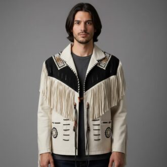 Men's White Suede Western-Style Cowboy Jacket
