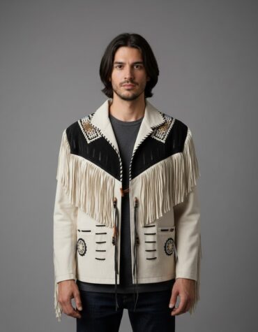 Men's White Suede Western-Style Cowboy Jacket