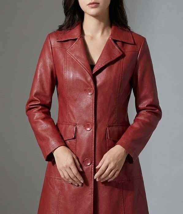 faux leather trench coat