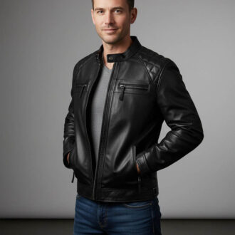 Men's Black Café Racer Leather Jacket