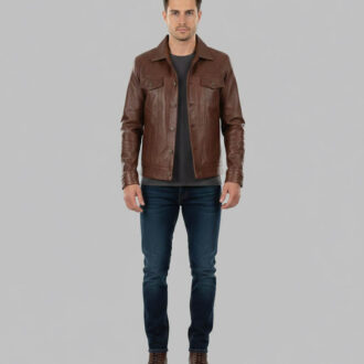Men's Leather Trucker Jacket | Classic Biker Style