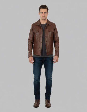 Men's Leather Trucker Jacket | Classic Biker Style