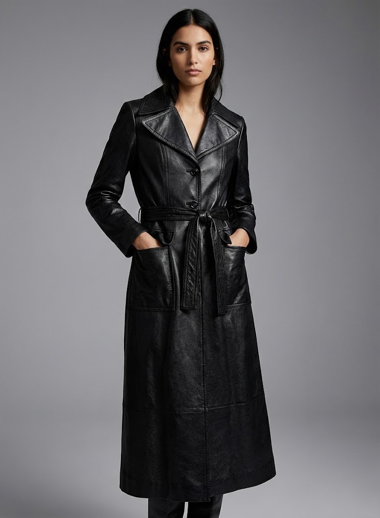 Black leather trench coat for women Black leather trench coat for women