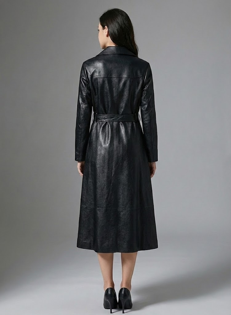 Black leather trench coat for women Black leather trench coat for women