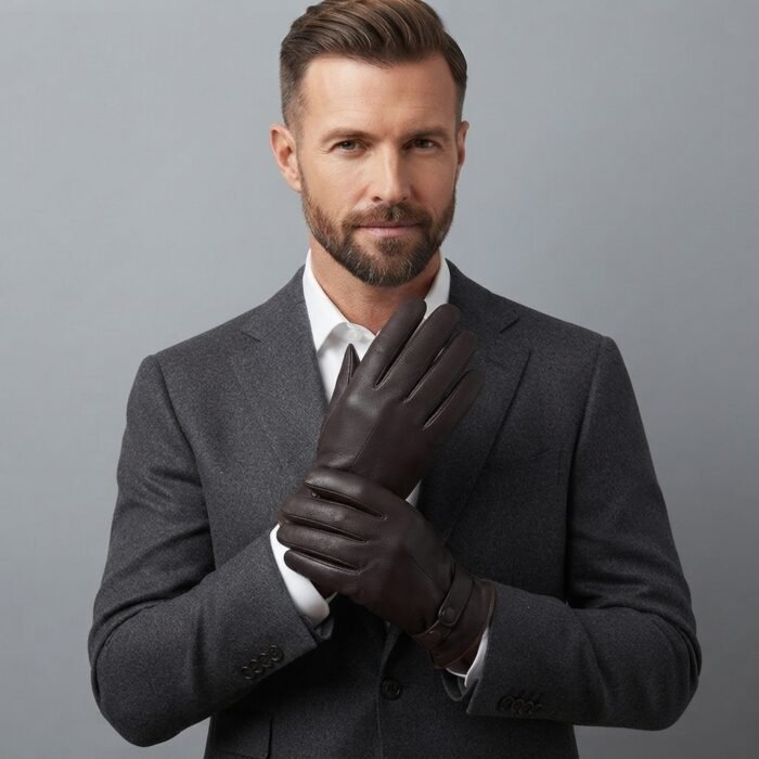 Men's Dark Brown Leather Gloves