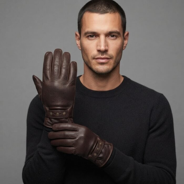 Men's Dark Brown Leather Gloves