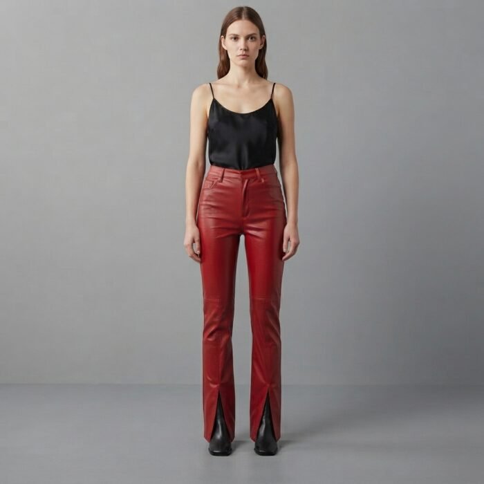 Women's Red Leather Pant