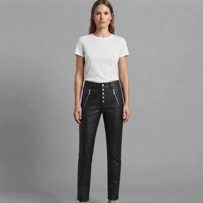 Women's Stylish Black Leather Pant