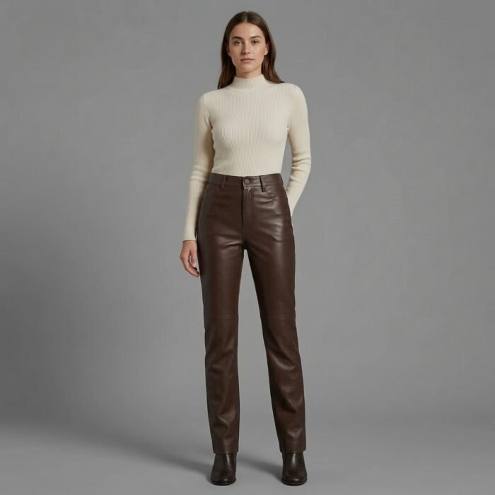 Women's Brown Leather Pant