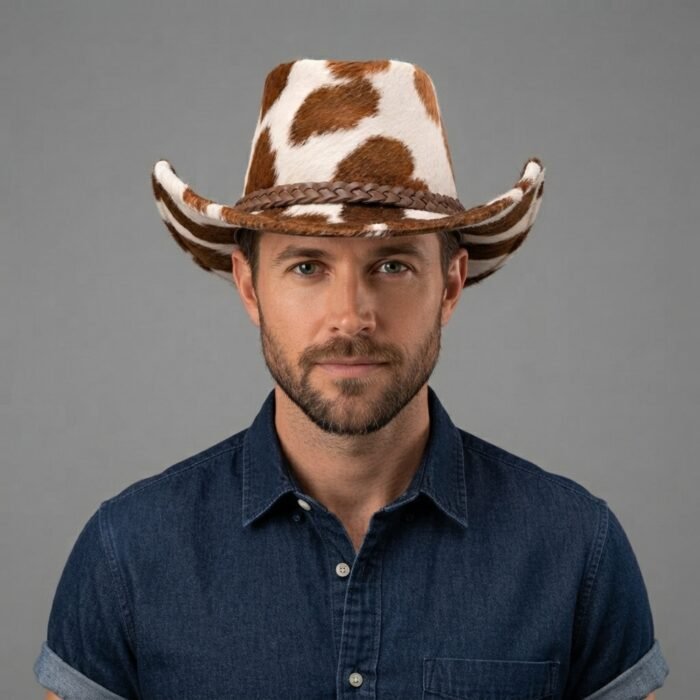 Men's White Leather Hat